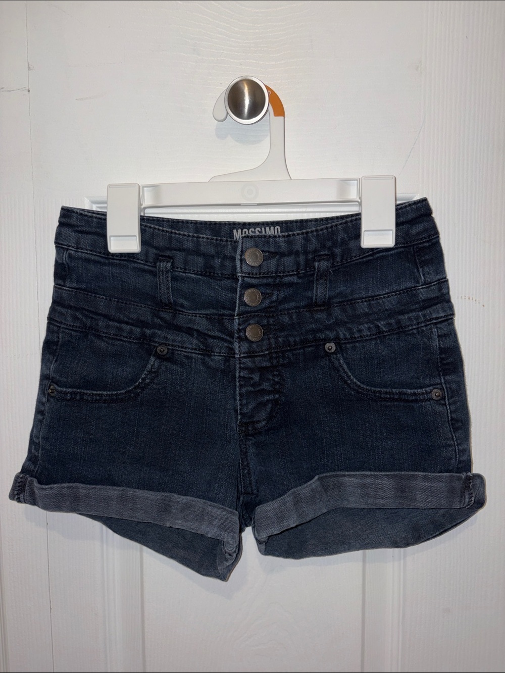 Mossimo Supply Co. Triple-Button Rolled Hem Jean Shorts in Black